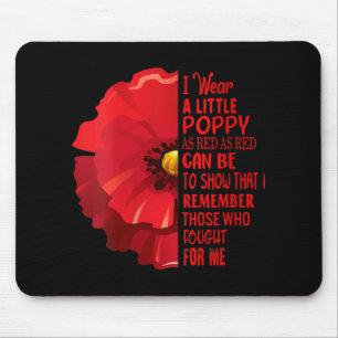 Womens Veterans Day Lest We Forget Red Poppy Flowe Mouse Pad