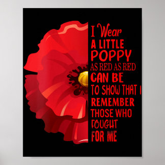 Womens Veterans Day Lest We Forget Red Poppy Flowe Poster