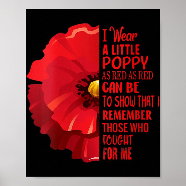 Womens Veterans Day Lest We Forget Red Poppy Flowe Poster (Front)