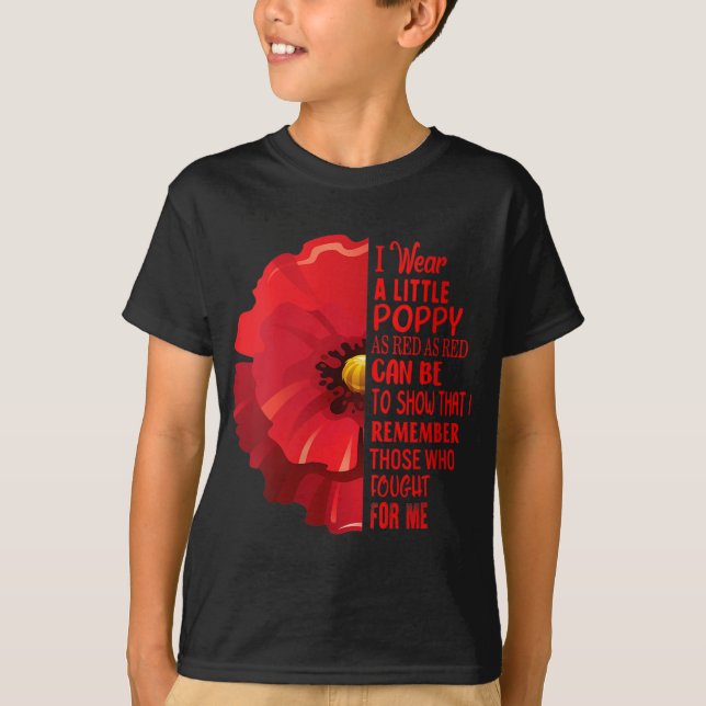 Womens Veterans Day Lest We Forget Red Poppy Flowe T-Shirt (Front)