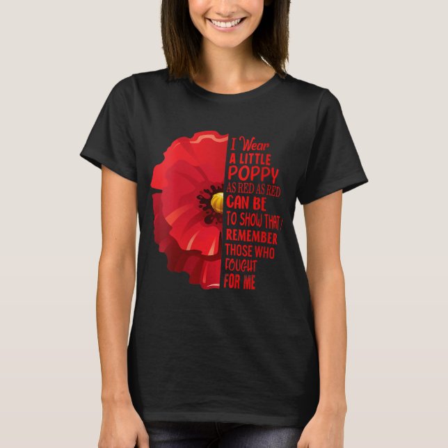 Womens Veterans Day Lest We Forget Red Poppy Flowe T-Shirt (Front)