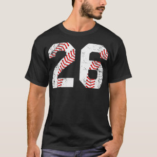 Womens Vintage Baseball 26 Jersey Number VNeck  T-Shirt