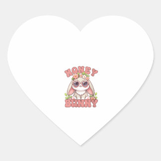 Womens Vintage Easter Honey Bunny Flowers Rabbit L Heart Sticker