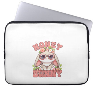 Womens Vintage Easter Honey Bunny Flowers Rabbit L Laptop Sleeve