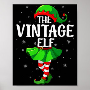 Womens Vintage Elf Christmas Girls Women Elf Squad Poster
