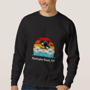 Womens Vintage Huntington Beach CA Distressed Orca Sweatshirt