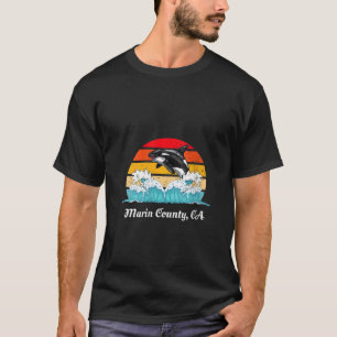 Womens Vintage Marin County CA Distressed Orca Kil T-Shirt