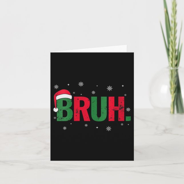 Womens Vintage Merry Christmas Bruh Snowflakes Xma Card (Front)