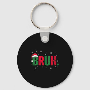 Womens Vintage Merry Christmas Bruh Snowflakes Xma Keychain