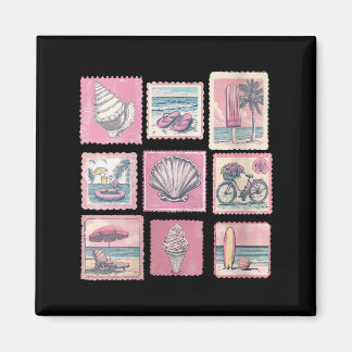 Women's vintage pink coastal beach summer vacation magnet