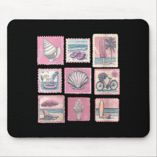 Women's vintage pink coastal beach summer vacation mouse pad