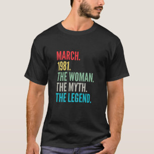 Womens Vintage Retro March 1981 40Th Birthday 40 Y T-Shirt