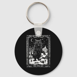 Womens Vintage Retro The Yule Cat Tarot Card Dark Keychain