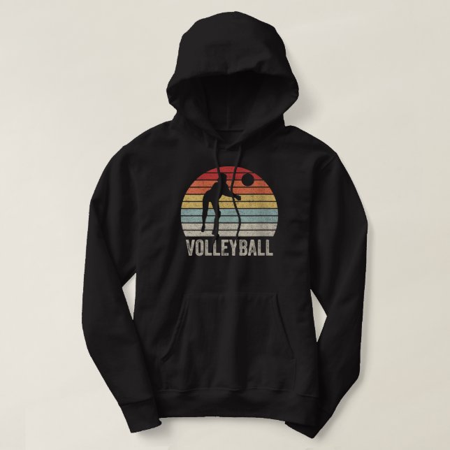 Womens Vintage Retro Volleyball 414 Hoodie (Design Front)