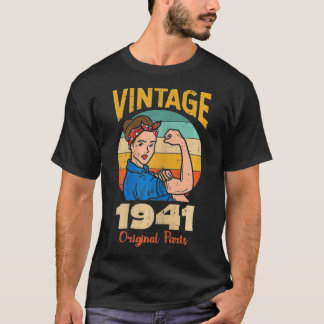 Womens Vintage Strong Woman 1941 80 Years Old 80th T-Shirt