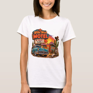 Womens Vintage Wild West Motel Route 66  T-Shirt
