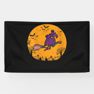 Womens Vintage Witch Flamingo Costume Halloween Banner