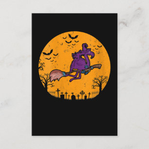 Womens Vintage Witch Flamingo Costume Halloween Enclosure Card