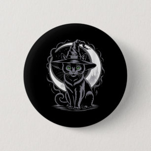 Womens Vintage Y Halloween Black Cat Costume Witch 2 Inch Round Button