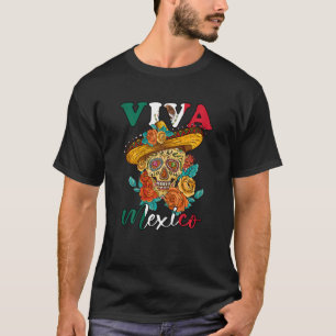 Womens Viva Mexico Sugar Skull Hispanic Heritage M T-Shirt