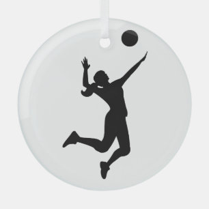 women's volleyball figure glass ornament