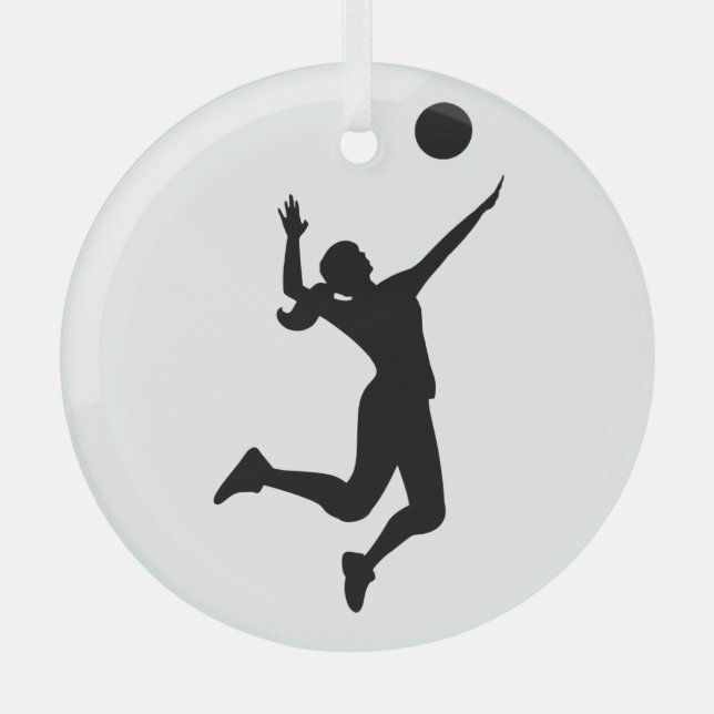 women's volleyball figure glass ornament (Front)