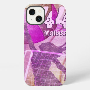Women's Volleyball Player pink purple name number iPhone 13 Case
