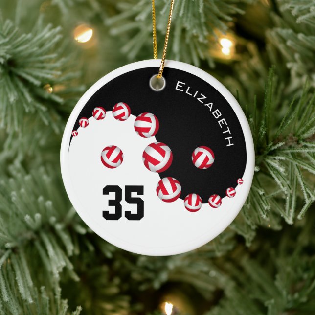 Women's volleyball Yin Yang personalized Ceramic Ornament (Tree)