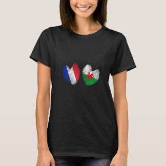 Womens Wales France Heart French Flag Welsh Flag L T-Shirt