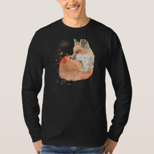 Womens Watercolor Red Fox Wildlife T-Shirt
