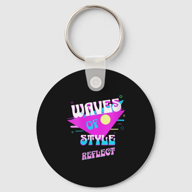 Womens Waves Of Style Reflect Retro Aesthetic Mood Keychain (Front)