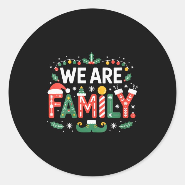 Womens We Are Family Christmas 2025 Pajamas Funny  Classic Round Sticker (Front)