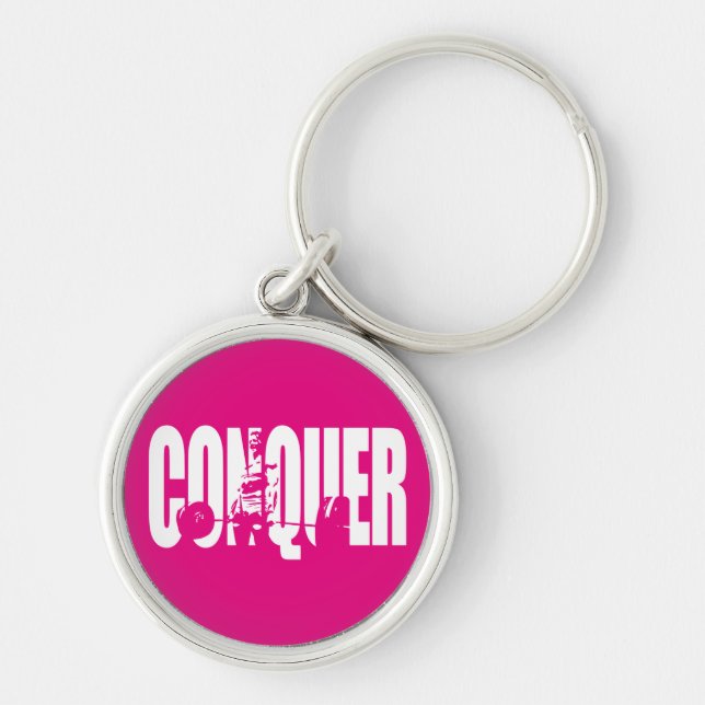 Women's Weightlifting Motivation - CONQUER Keychain (Front)