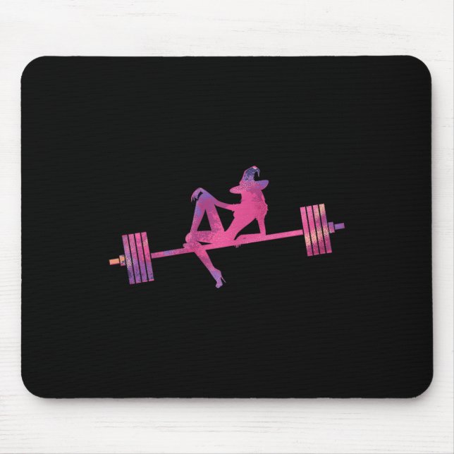 Womens Weightlifting Witch Halloween Gym Working O Mouse Pad (Front)