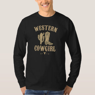 Womens Western Cowgirl Yeehaw Hippie Boho Cow Bull T-Shirt