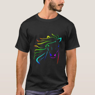 Women'S Western Wear Rainbow Horse Main Hoodie Gif T-Shirt