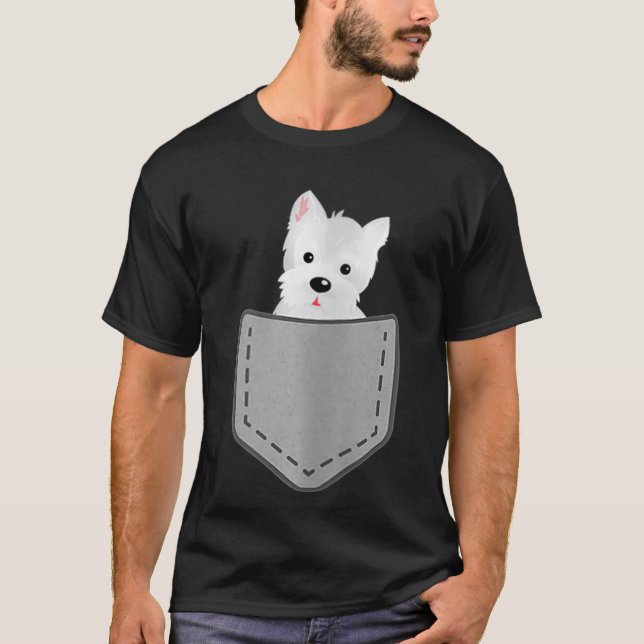 Womens Westie Funny Dog In Your Pocket VNeck  T-Shirt (Front)