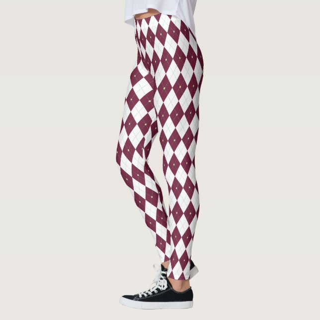 Women's White Argyle Leggings (Left)