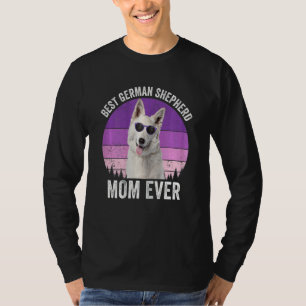 Womens White German Shepherd Mom Vintage Dog  Owne T-Shirt