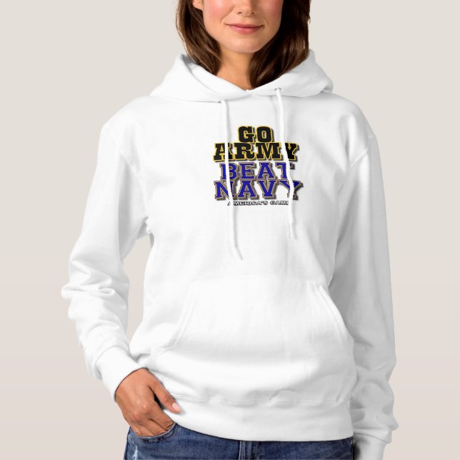 Women's White Go Army Beat Navy Hoodie (Front)