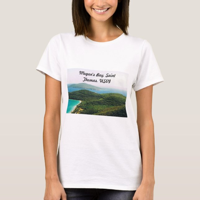 Women's White T-Shirt with a St. Thomas Scene (Front)