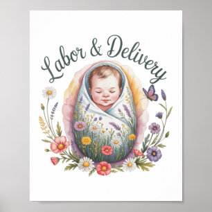 Womens Wildflower Labour &amp; Delivery Nurse, Cut Poster