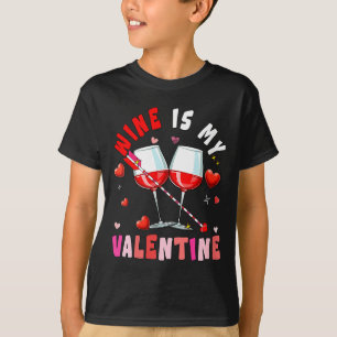 Women's Wine Is My Valentine Hearts Matching Drink T-Shirt
