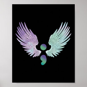 Womens Wings And Semicolon Suicide Prevention Awar Poster