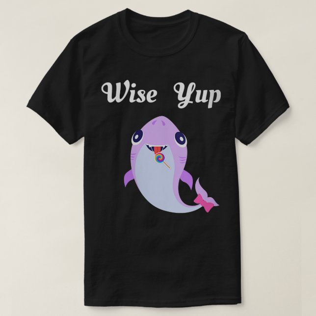 Womens Wise Yup Funny Clever SharkVNeck  T-Shirt (Design Front)