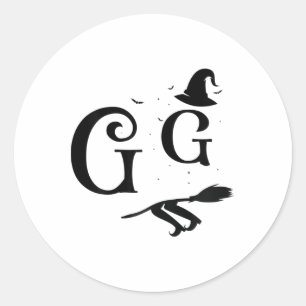 Womens Witch Hat Graphic Spooky Gg Funny Halloween Classic Round Sticker