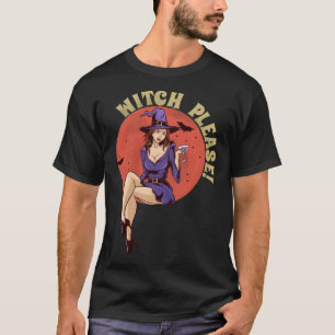 Womens  Witch Please Hat Halloween  Graphic Tees
