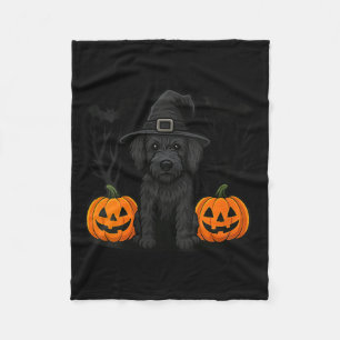 Womens Witchy Black Labradoodle Dog Halloween Fleece Blanket