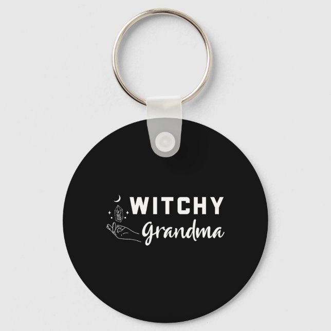 Womens Witchy Grandma Funny Witch Halloween Keychain (Front)
