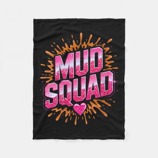 Womens Womans Muddy Mud Run Squad Mudding Running  Fleece Blanket (Front)